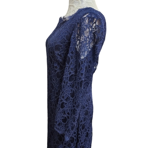 Joseph Ribkoff Lace Maxi Evening Dress Navy Size 8 Formal Party Elegant Glamour - Picture 10 of 16
